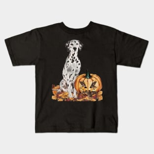 Dalmatian Halloween Scene Kids T-Shirt